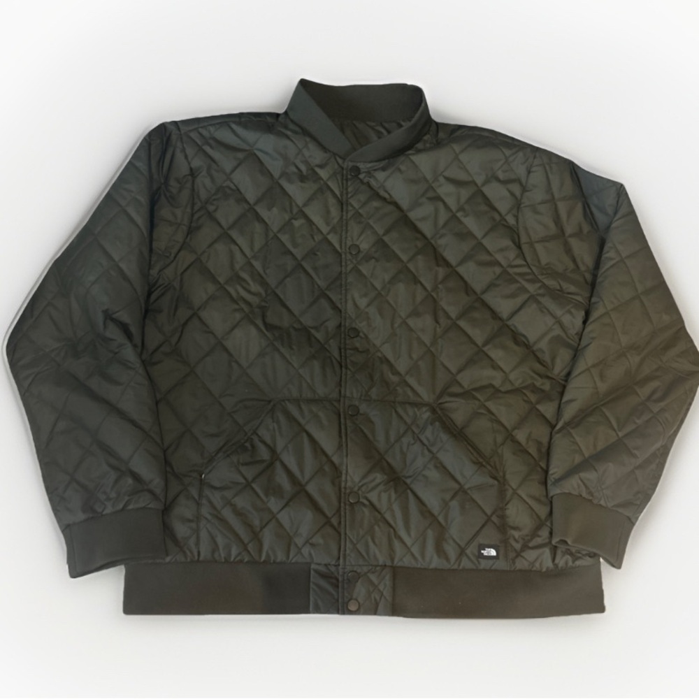The North Face Men's Quilted Puffer Bomber Jacket Coat Size XXL Olive Green EUC